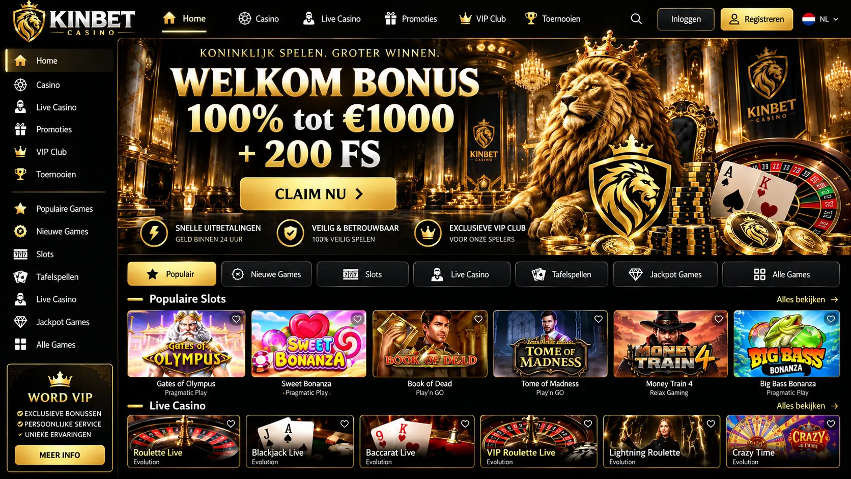KinBet Casino Nederland: Slots, Live Casino en Betaalopties image 1